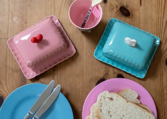 Ceramic Butter Dish in Mint With A Swan By Rice